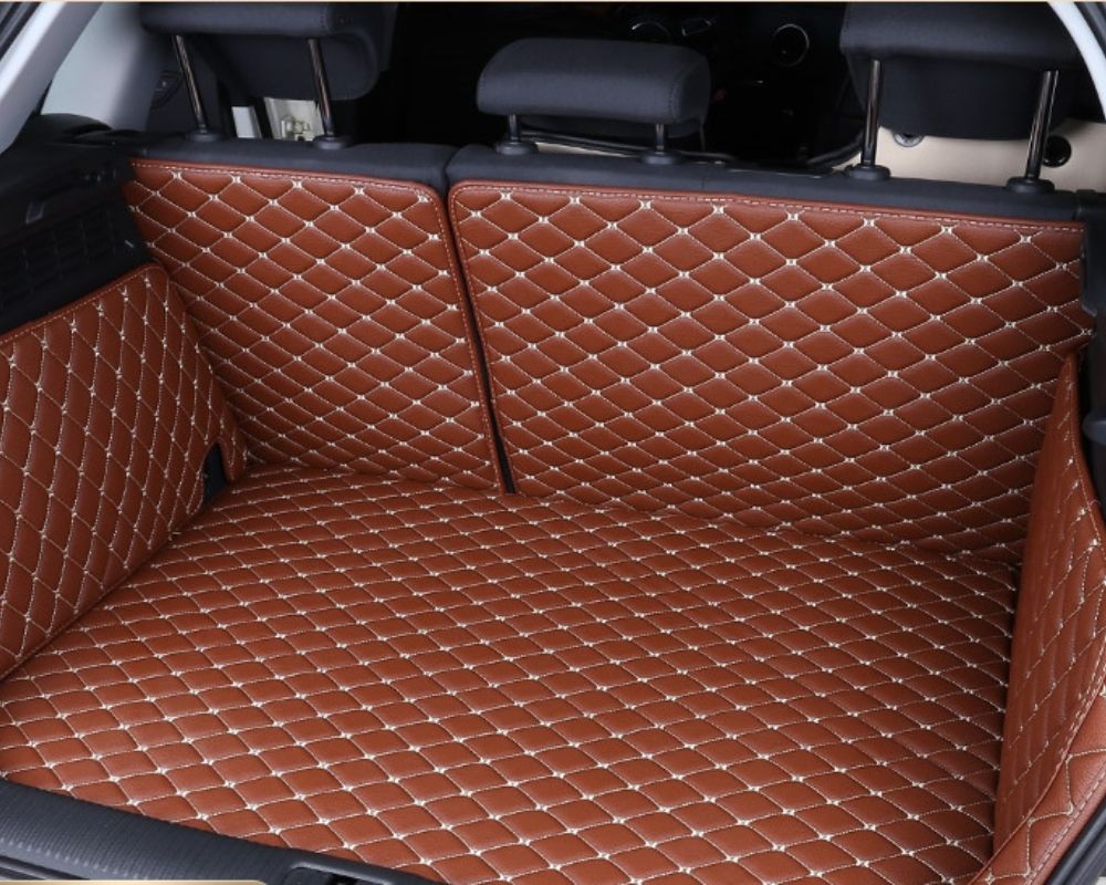 3D Trunk Mat - Brown with Beige Stitching - Image 2