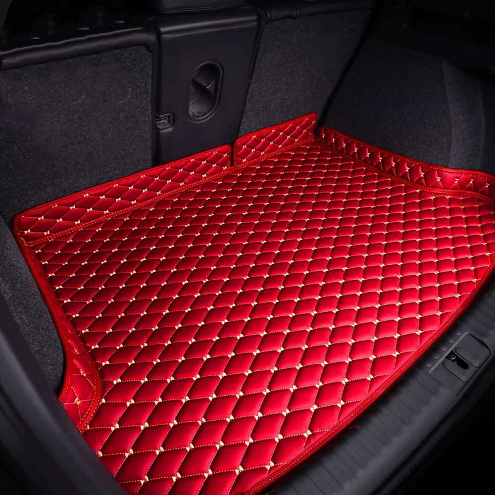 Base Trunk Mat - Red with Beige Stitching