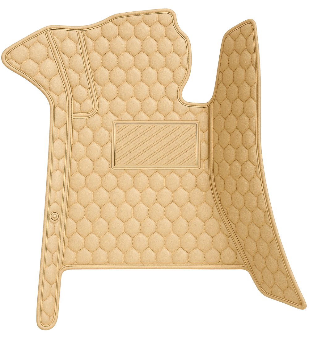 Honeycomb Series - Beige  with Beige Stitching - Driver Mat